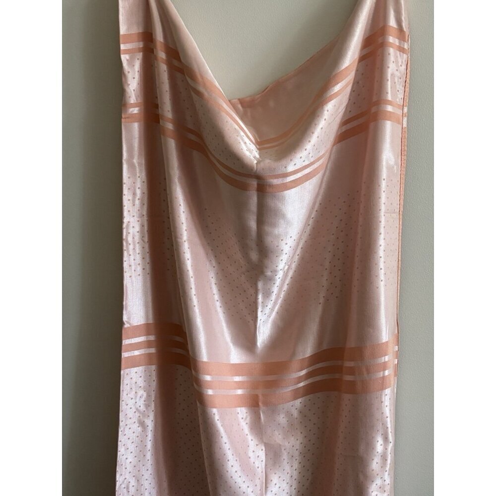 50s 40s Vintage Peachy Pink Polyester Satin Stripe Tablecloth‎ 51x44 Square